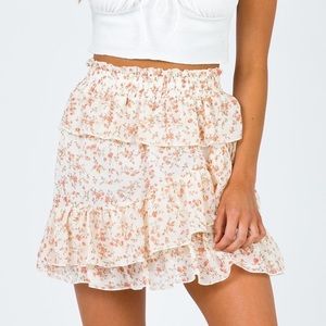 Princess Polly Edyth Pink Cream Floral Skirt